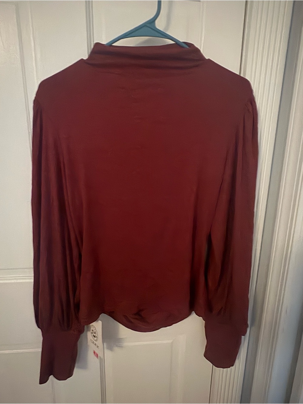 Cider Wine-Red Balloon-Sleeve Blouse